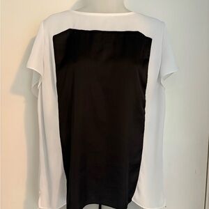 White House Black Market Cream and Black Blouse